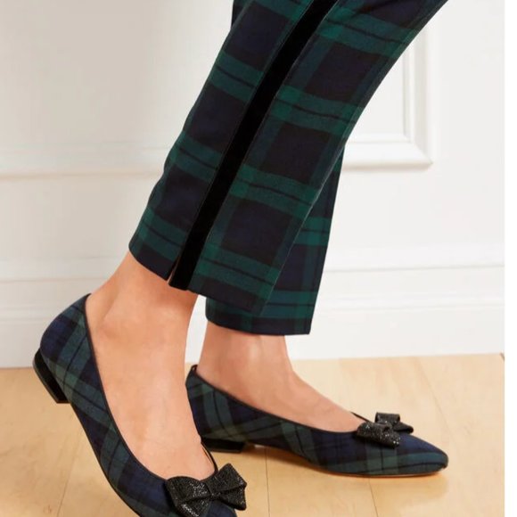 NWT TALBOTS HAMPSHIRE ANKLE PANTS WITH VELVET  BLACK WATCH PLAID - Picture 2 of 5